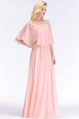 Chiffon Pink Off-the-Shoulder Bridesmaid Dresses_1