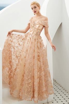 Gorgeous Off the Shoulder A-line Floor Length Lace Prom Dresses | Long Evening Dresses_5