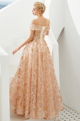 Gorgeous Off the Shoulder A-line Floor Length Lace Prom Dresses | Long Evening Dresses_7