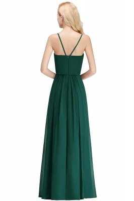 Dark-Green Chiffon A-Line Elegant Spaghetti-Straps Bridesmaid Dress_2