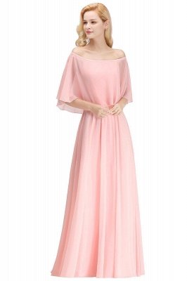 Chiffon Pink Off-the-Shoulder Bridesmaid Dresses_3