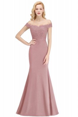 Mermaid Off-the-shoulder Long Appliques Satin Bridesmaid Dress_1