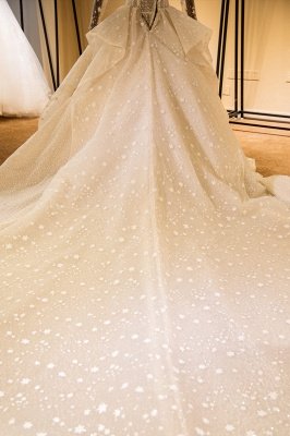 Stunning Long Sleeve Beading Lace-up Tulle Wedding Dress | Haute Couture Bridal Gowns Series_8