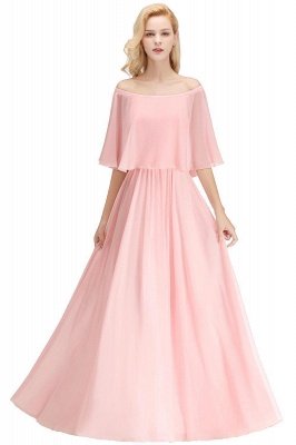 Chiffon Pink Off-the-Shoulder Bridesmaid Dresses_2