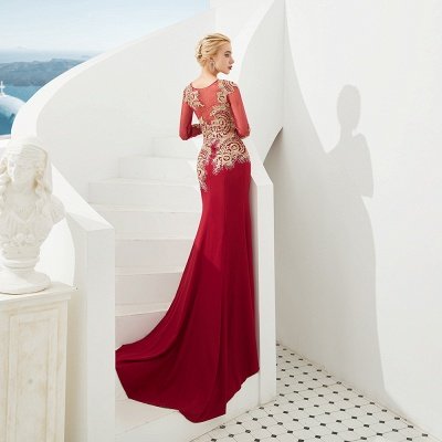 Gorgeous Form-fitting Long Sleeves Floor Length Prom Dresses | Long Beaded Evening Dresses_7