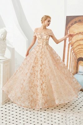 Gorgeous Off the Shoulder A-line Floor Length Lace Prom Dresses | Long Evening Dresses_4