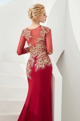 Gorgeous Form-fitting Long Sleeves Floor Length Prom Dresses | Long Beaded Evening Dresses_12