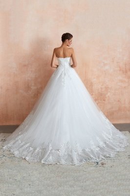 Floor Length Strapless Sweetheart A-line Gorgeous Lace Wedding Dresses_3