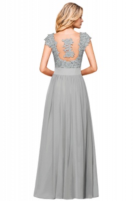 Cap Sleeve Scoop Lace Beading Floor Length Formal Evening Dresses | A Line Chiffon Sexy Prom Dresses_22