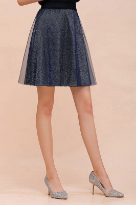 Sparkly Knee Length Metallic A-line Skirt_10