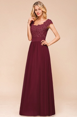 Cap Sleeve Scoop Lace Beading Floor Length Formal Evening Dresses | A Line Chiffon Sexy Prom Dresses_8