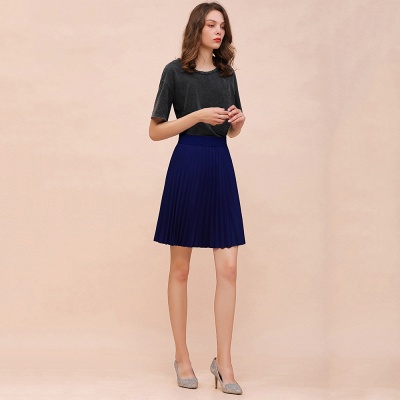 A-line Knitted Knee Length Pleated Skirt_76