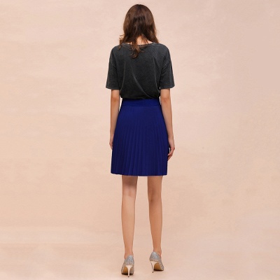 A-line Knitted Knee Length Pleated Skirt_80