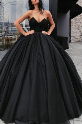 Sweetheart Sleeveless Ball-Gown Black Sexy Prom Dresses_2