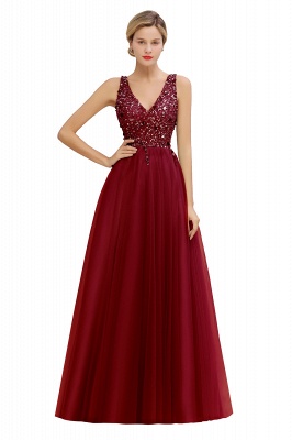 Sleeveless A-line Sequin Tulle Prom Dresses | Evening Dress_2