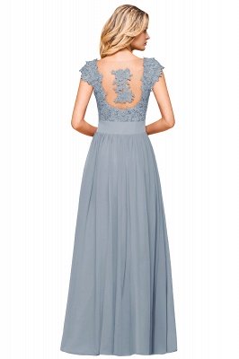 Cap Sleeve Scoop Lace Beading Floor Length Formal Evening Dresses | A Line Chiffon Sexy Prom Dresses_21