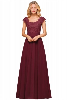 Cap Sleeve Scoop Lace Beading Floor Length Formal Evening Dresses | A Line Chiffon Sexy Prom Dresses_3