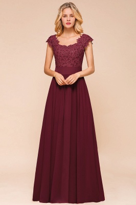 Cap Sleeve Scoop Lace Beading Floor Length Formal Evening Dresses | A Line Chiffon Sexy Prom Dresses_14