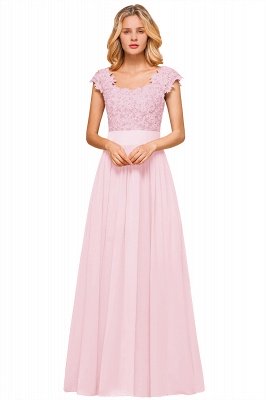 Cap Sleeve Scoop Lace Beading Floor Length Formal Evening Dresses | A Line Chiffon Sexy Prom Dresses_1