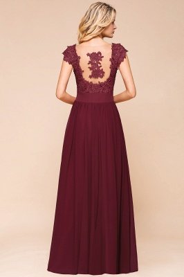 Cap Sleeve Scoop Lace Beading Floor Length Formal Evening Dresses | A Line Chiffon Sexy Prom Dresses_11