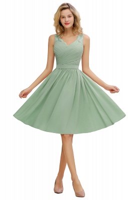 A-line Chiffon Ruffle Bridesmaid Dress Sleeveless Lace Homecoming Dress_7