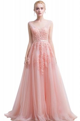 ADDYSON | A-line Floor-length Tulle Bridesmaid Dress with Appliques_3