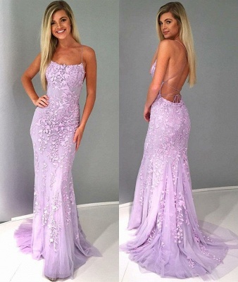 Criss-cross Straps Lace Fitted Long Prom Dresses | Trendy Applique Evening Dresses_4