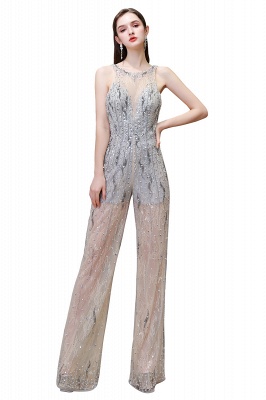 Round Neck Sleeveless Open Back Beaded Sparkly Prom Jumpsuit_1