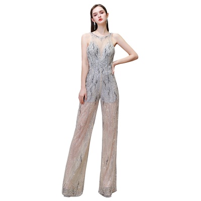 Round Neck Sleeveless Open Back Beaded Sparkly Prom Jumpsuit_13