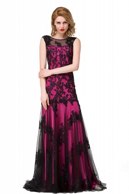 DANIELA | Scoop Neck lace Applique Mermaid Black Prom dresses_3