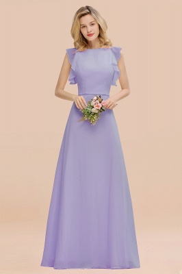 Blushing Pink Long A-line Jewel Chiffon Bridesmaid Dress with Draped Sleeves_21