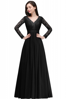 Elegant A-line Chiffon Lace Long Sleeves Evening Dress_4