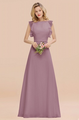 Blushing Pink Long A-line Jewel Chiffon Bridesmaid Dress with Draped Sleeves_43