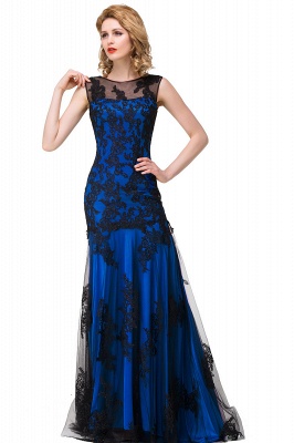 DANIELA | Scoop Neck lace Applique Mermaid Black Prom dresses_6