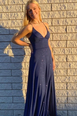 Long Mermaid Prom dresses dark blue Evening dresses long glitter_1