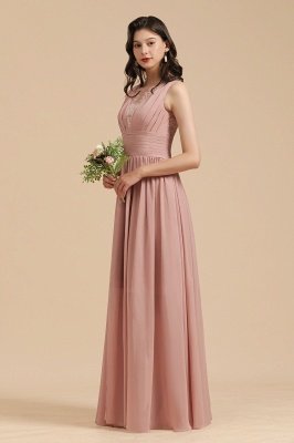 Elegant Sleevele Dusty Pink Chiffon Bridesmaid Dresses_7