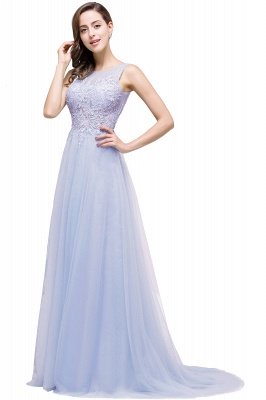 A-line Court Train Tulle Evening Dress with Appliques_6