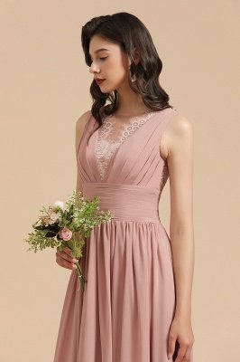 Elegant Sleevele Dusty Pink Chiffon Bridesmaid Dresses_9