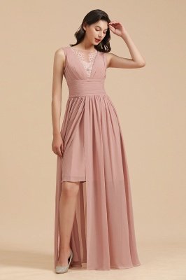Elegant Sleevele Dusty Pink Chiffon Bridesmaid Dresses_5