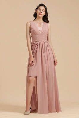 Elegant Sleevele Dusty Pink Chiffon Bridesmaid Dresses_6