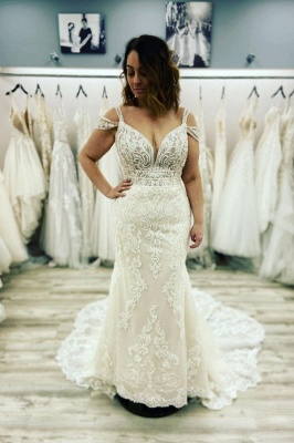 Sexy Sleeveless Sweetheart Lace Wedding Dresses Mermaid_1