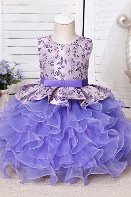 Jewel Sleeveless Print Flower Girls Dresses Ball Gown_5