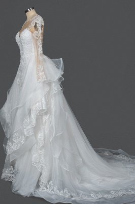 Long Sleeves Lace Ruffles Fairy Wedding Dresses Floor-length_8