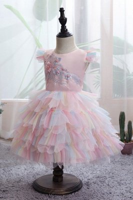 Cute Jewel Multiple Color Flower Girls Dresses Ball Gown_8