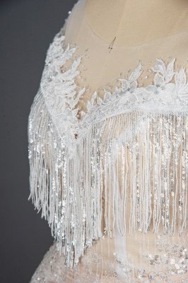 Elegant Jewel Lace Crystal A-Line Wedding Dresses Cathedral Train_4