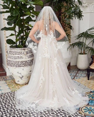Glamorous Spaghetti Straps Backless Lace Wedding Dresses Floor-length_2