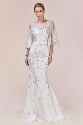 Luxury Tulle Sleeveless Lace Crystal Silver Mermaid Prom Dresses_4