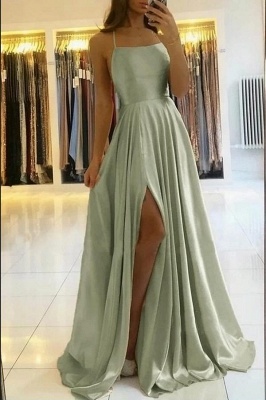 Vintage Sleeveless Light Green Ruffles Split A-Line Prom Dresses_1