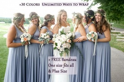 Elegant Convertible Dress Bridesmaid Dress Long Multi-way Twist Wrap Formal Dress