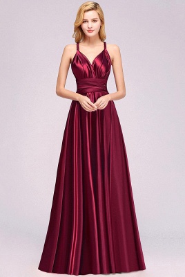 Elegant Long Burgundy Satin One Shoulder Bridesmaid Dresses_3